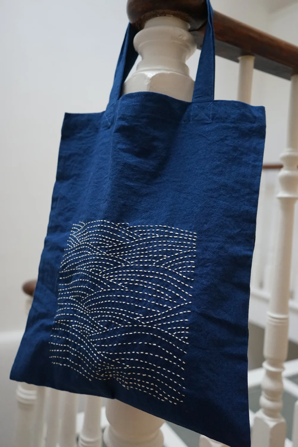 Sashiko mountain design indigo dyed tote bag kit — YICRAFTS