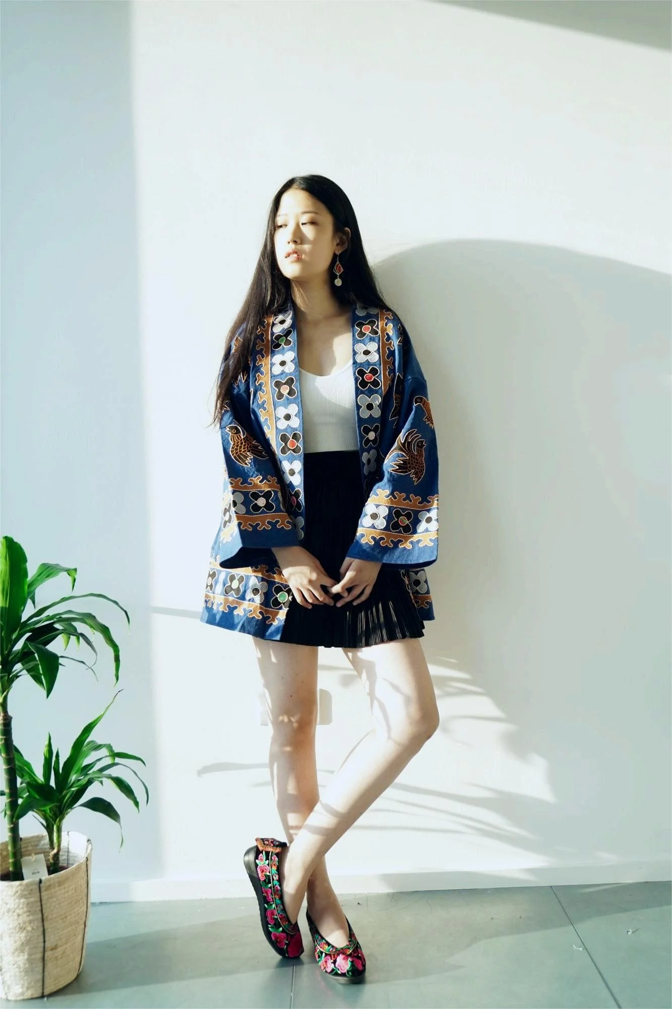 Vintage Miao applique embroidery indigo jacket Yi crafts