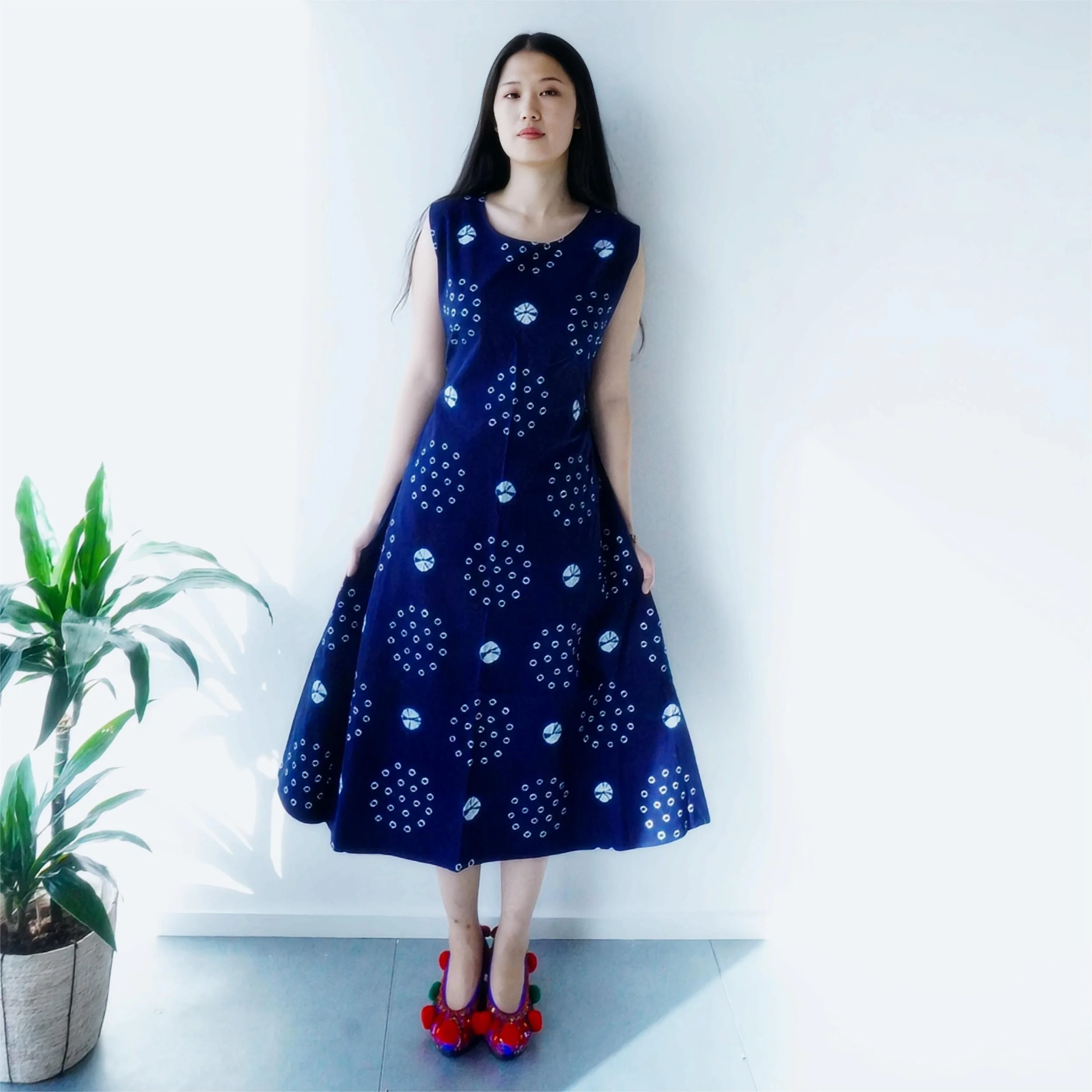 Natural indigo dyed shibori dress Yicrafts