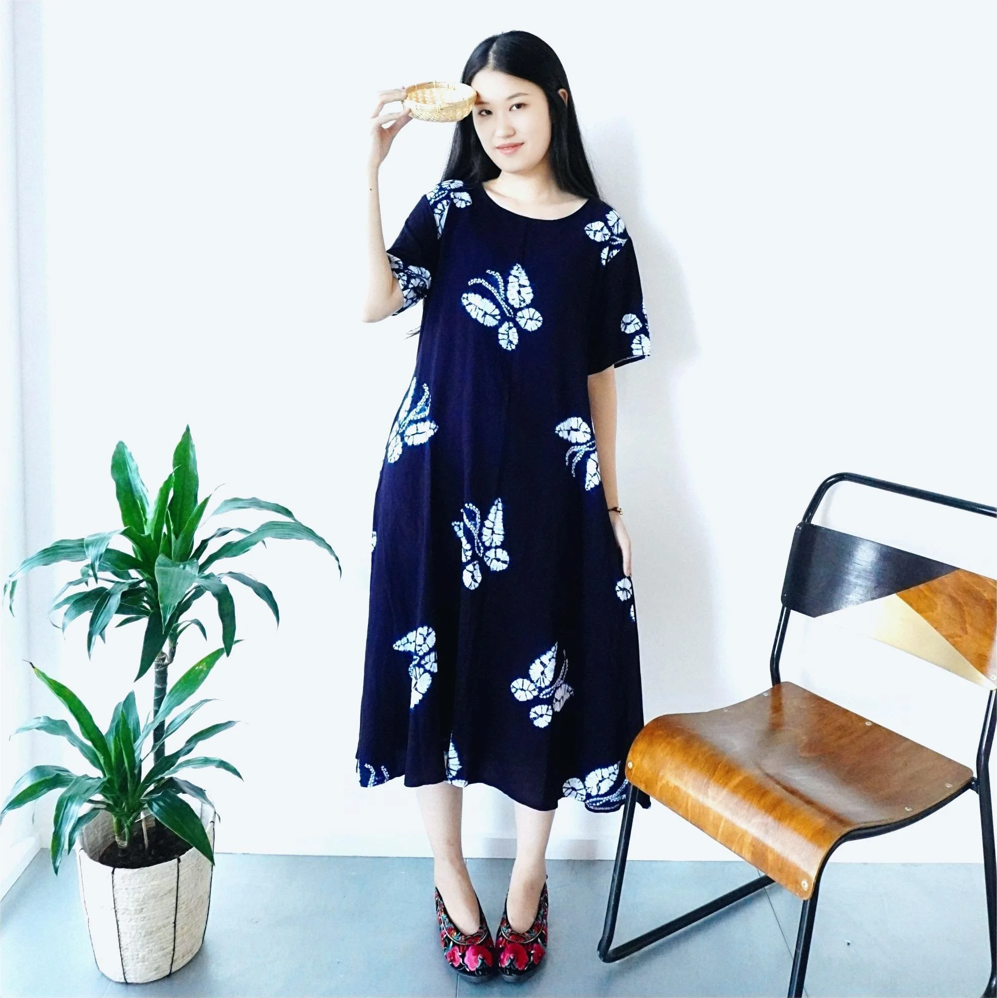 Natural indigo dyed shibori dress Yicrafts