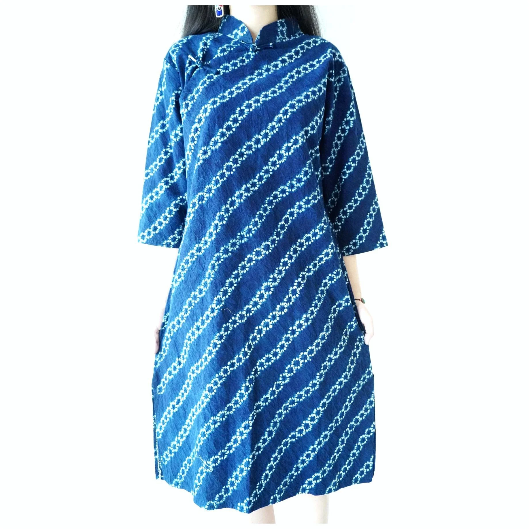 Natural indigo dyed shibori dress Yicrafts