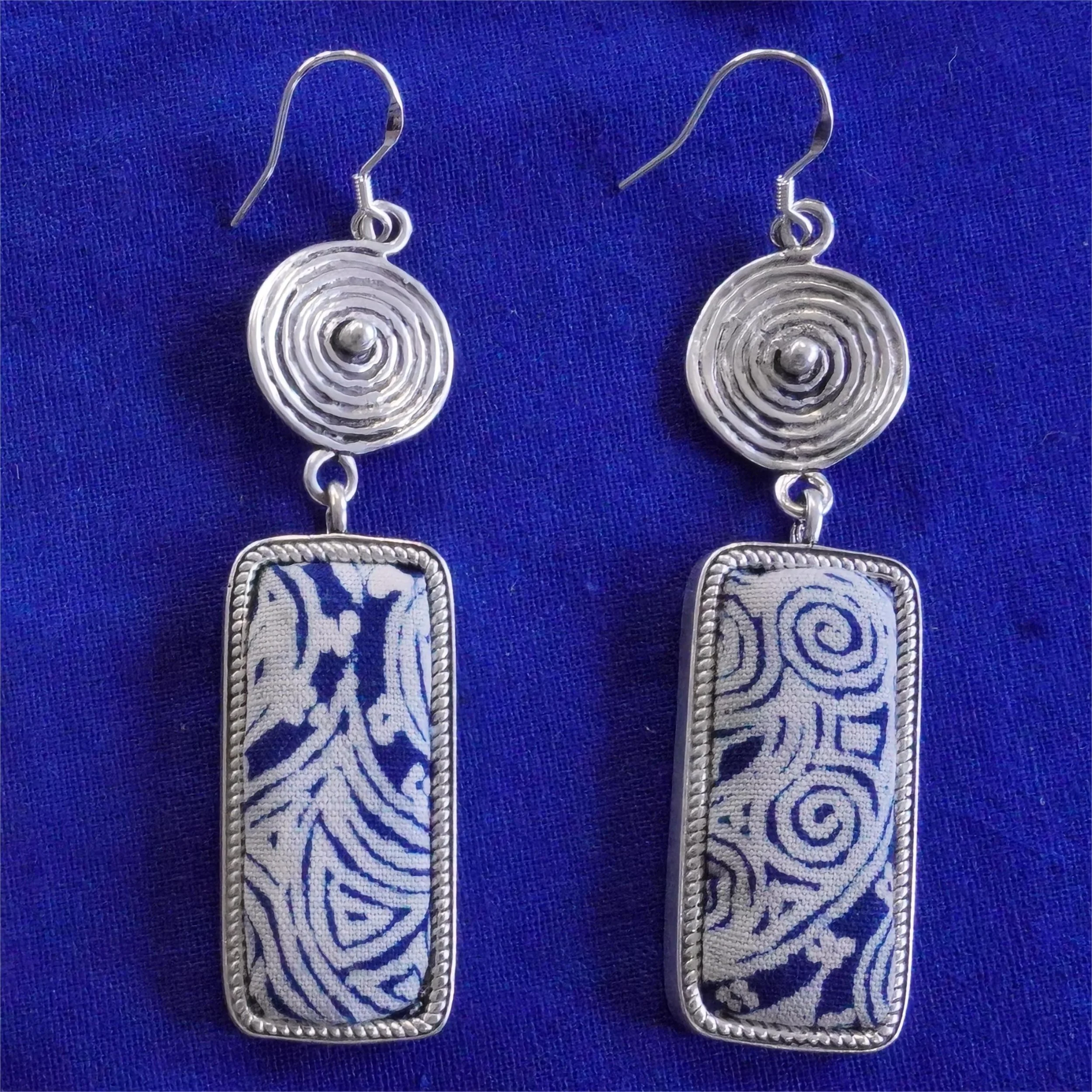 Indigo batik earrings YICRAFTS