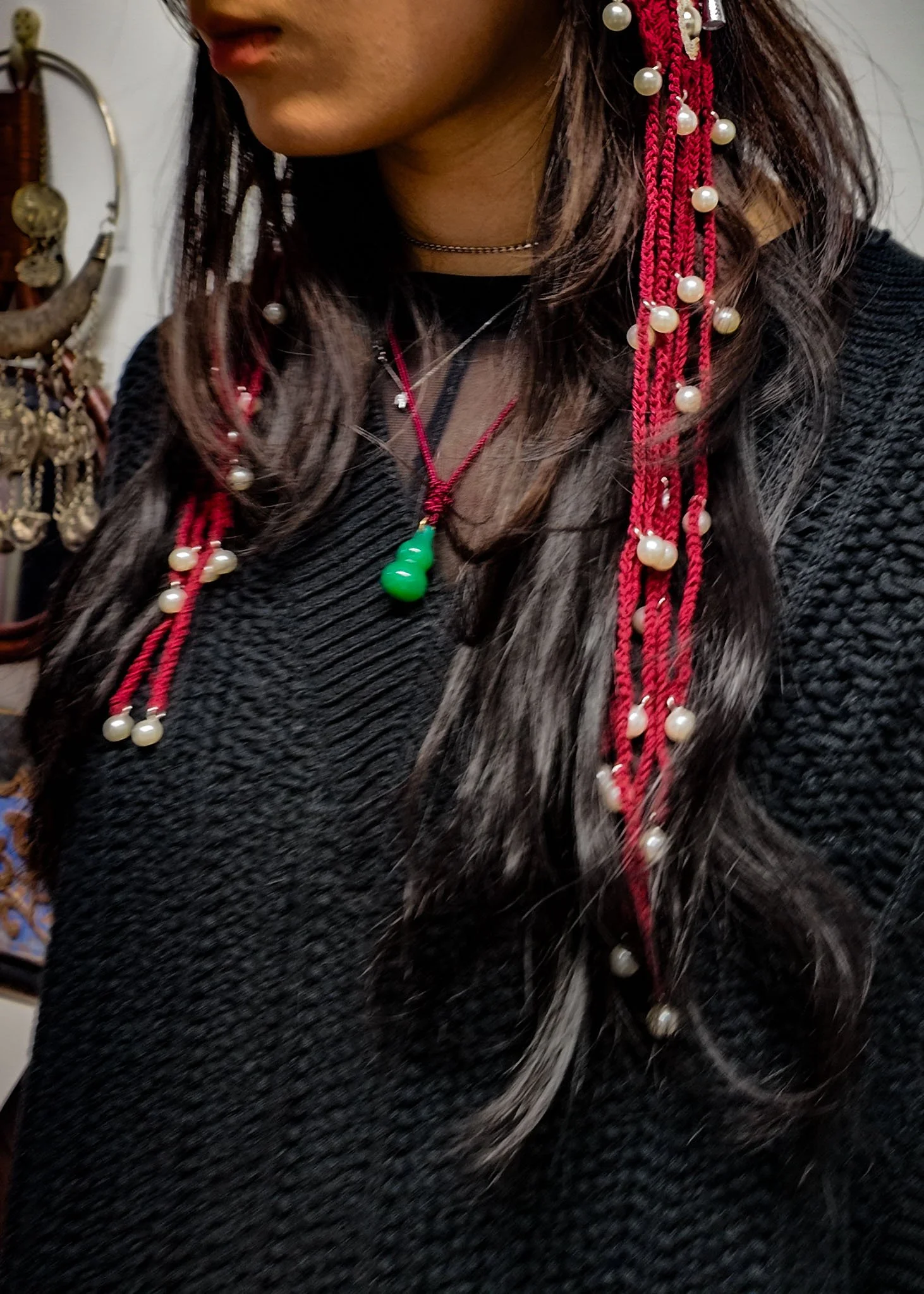 Gourd-Shaped Jade Pendant with Chinese Knot Necklace