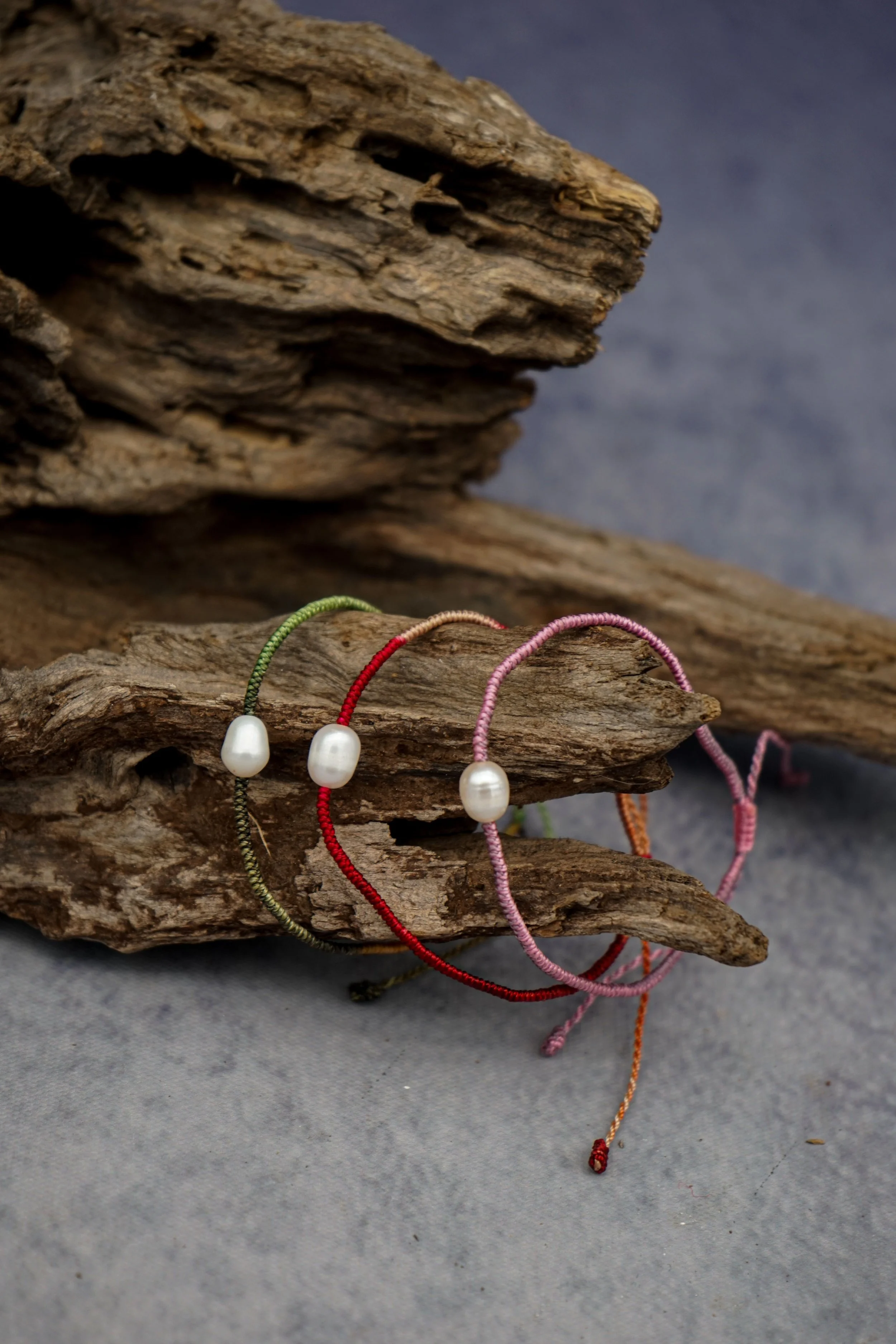 Chinese Knot Cord Bracelet with Pearl Accent - Thin