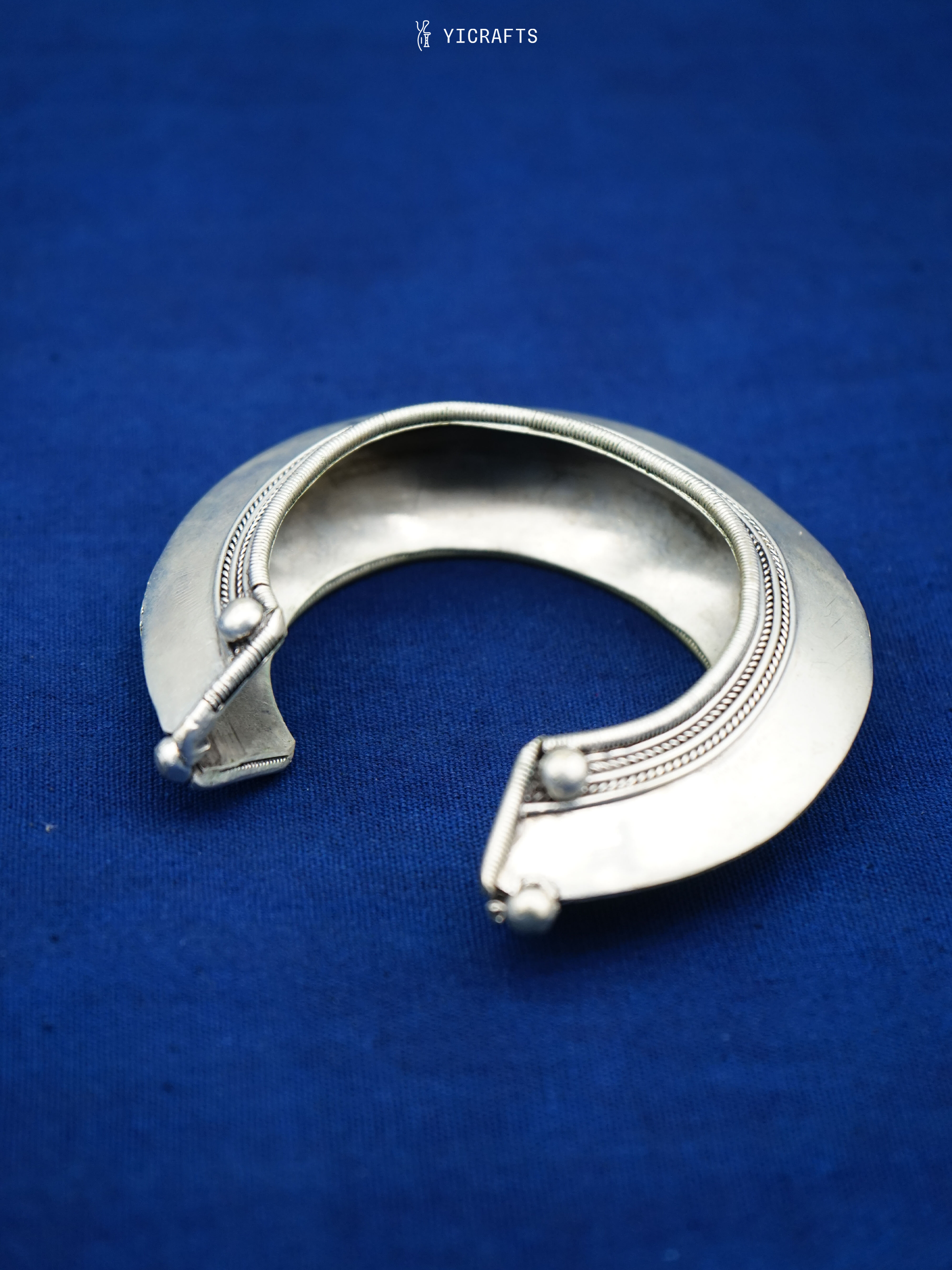 Miao sliver plated copper bracelets - Slim Bamboo weaving