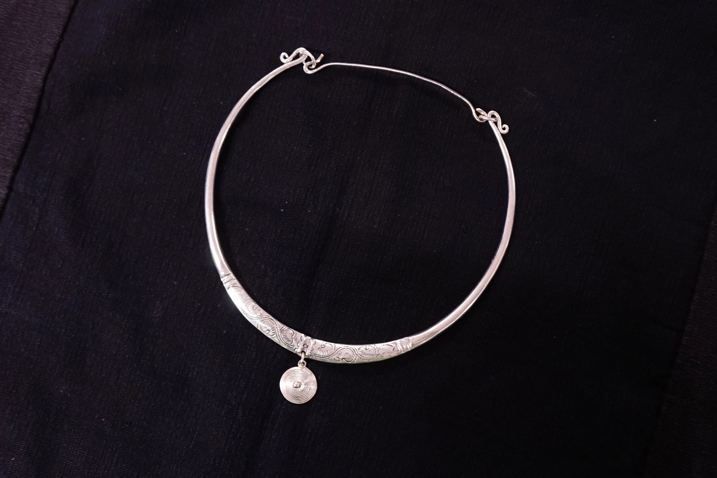 Miao sliver plated copper necklace ring - Water drop