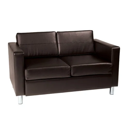 Quick Overview Lounge It- This loveseat is covered in high performance, easy care vinyl, Dacron wrapped foam cushions, box spring seat for durability and comfort with silver finish legs.