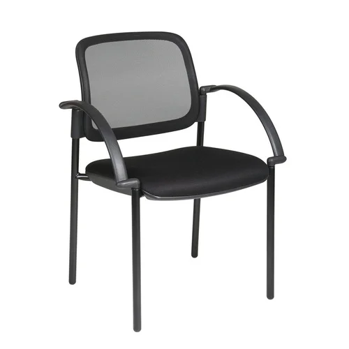 Quick Overview Screen Back and Mesh Seat Visitors Chair with Arms. Thick Padded Mesh Seat. Screen Back. Nylon Arms with Black Metal Base.