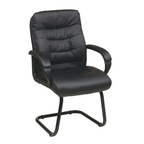 Quick Overview The Faux Leather Sled Base Visitor's Chair features thick padded seat with built-in lumbar support.