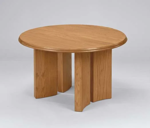 Quick Overview Round Conference offers handcrafted solid oak, including table tops for structural integrity and enduring beauty. Matching chairs available with or without casters and five step hand rubbed finish.