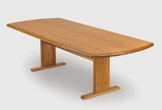 Quick Overview Curved End Conference offers handcrafted solid oak including solid oak table tops for structural integrity and enduring beauty. Conference table tops are one piece construction, including 96" and 120" tables with step hand rubbed finish. Matching solid oak chairs available with or without casters. 