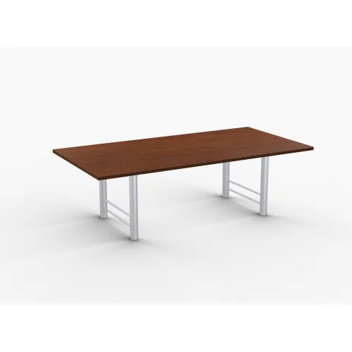Quick Overview Benton features heavy duty 14 gauge H-Legs with all-welded construction. Tables 60” and longer include steel support to prevent sagging. Special•T table tops are nominal 1-1/4” thick. Core is 1-1/8” thick 45# M3 industrial strength density particle board. The top surface is laminated with High Pressure Laminate (HPL) and the bottom is covered with a balance backer. Standard edge is 3mm PVC.