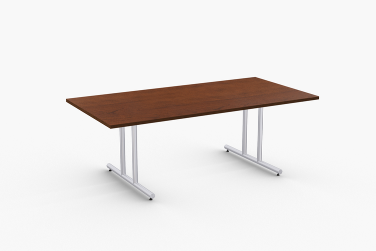Quick Overview Olympus features heavy duty 14 gauge dual column T-Legs with welded mounting plates and welded steel endcaps. Tables 60” and longer include steel support to prevent sagging. SpecialT table tops are nominal 1-1/4” thick. Core is 1-1/8” thick 45# M3 industrial strength density particle board. The top surface is laminated with High Pressure Laminate (HPL) and the bottom is covered with a balance backer. Standard edge is 3mm PVC.