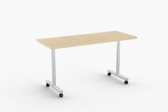 Quick Overview SlimFlip is a flip top version of our most popular Kingston table. It features a simple to use one point release mechanism. Locking dual wheel casters are standard with T-Legs for easy mobility and nesting. Optional arched T-Legs are standard with skate casters. Heavy duty beam prevents top from sagging.