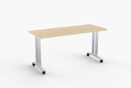 Quick Overview Structure FlipTop-T tables feature heavy duty rectangular steel mounting beam with a single point, fully enclosed, positive locking mechanism, optional built-in modesty panel and removable wire channel. Welded legs are 14 gauge rectangular steel. The columns are centered. Continuous beam prevents top from sagging. SpecialT table tops are nominal 1-1/4" thick. Core is 1-1/8" thick 45# M3 industrial strength density particle board. The top surface is laminated with High Pressure Laminate (HPL) and the bottom is covered with a balance backer. Standard edge is 3mm PVC.
