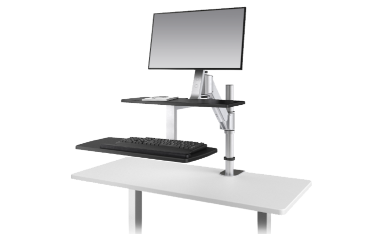 Quick Overview The Espree™ is a pneumatic table base. Designed to fluidly adjust while equipped with all of your workstation essentials, the Espree supports quick and effortless sit-to-stand adjustments. Available base finishes: silver - SLV, black- BLK (LT), or white - WHT (LT).