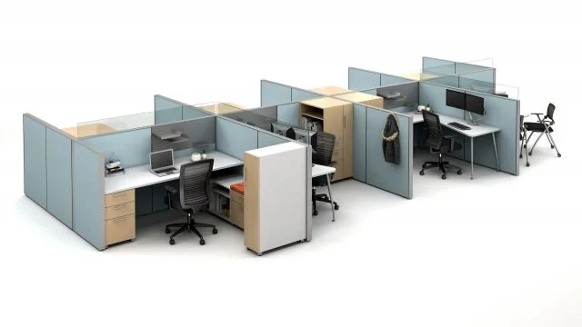 AIS Matrix Open Plan Panel System with Calibrate storage, Natick Task Seating