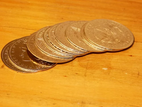 10 Thin Palming Morgan Dollars — product photograph