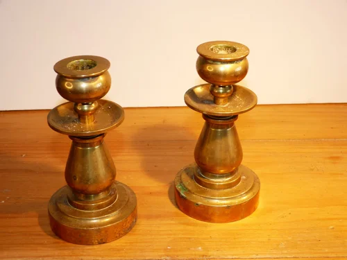 Heavy Brass Candlesticks — product photograph
