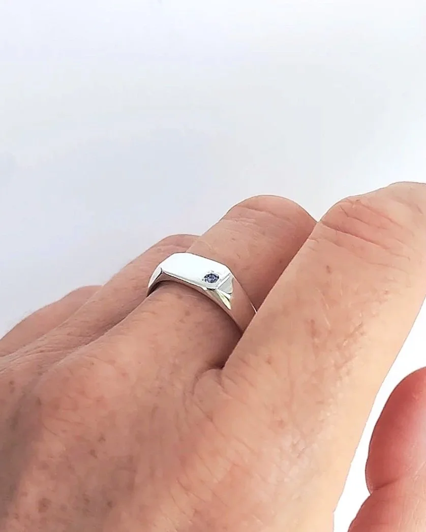 Sterling Silver Signet Tanzanite Gemstone Ring