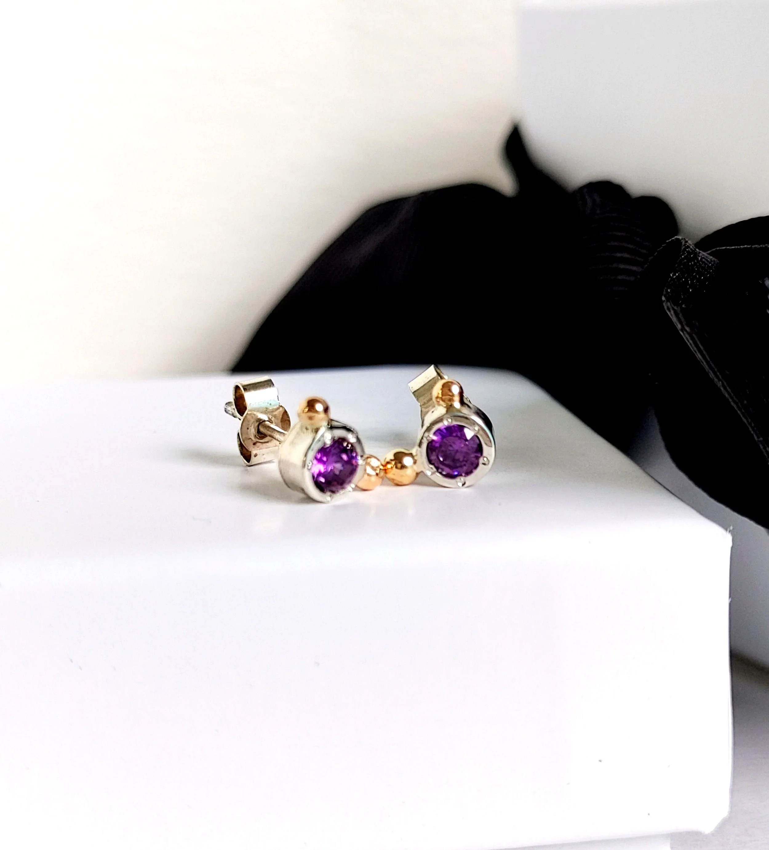 Constellation Stud Earrings Amethyst