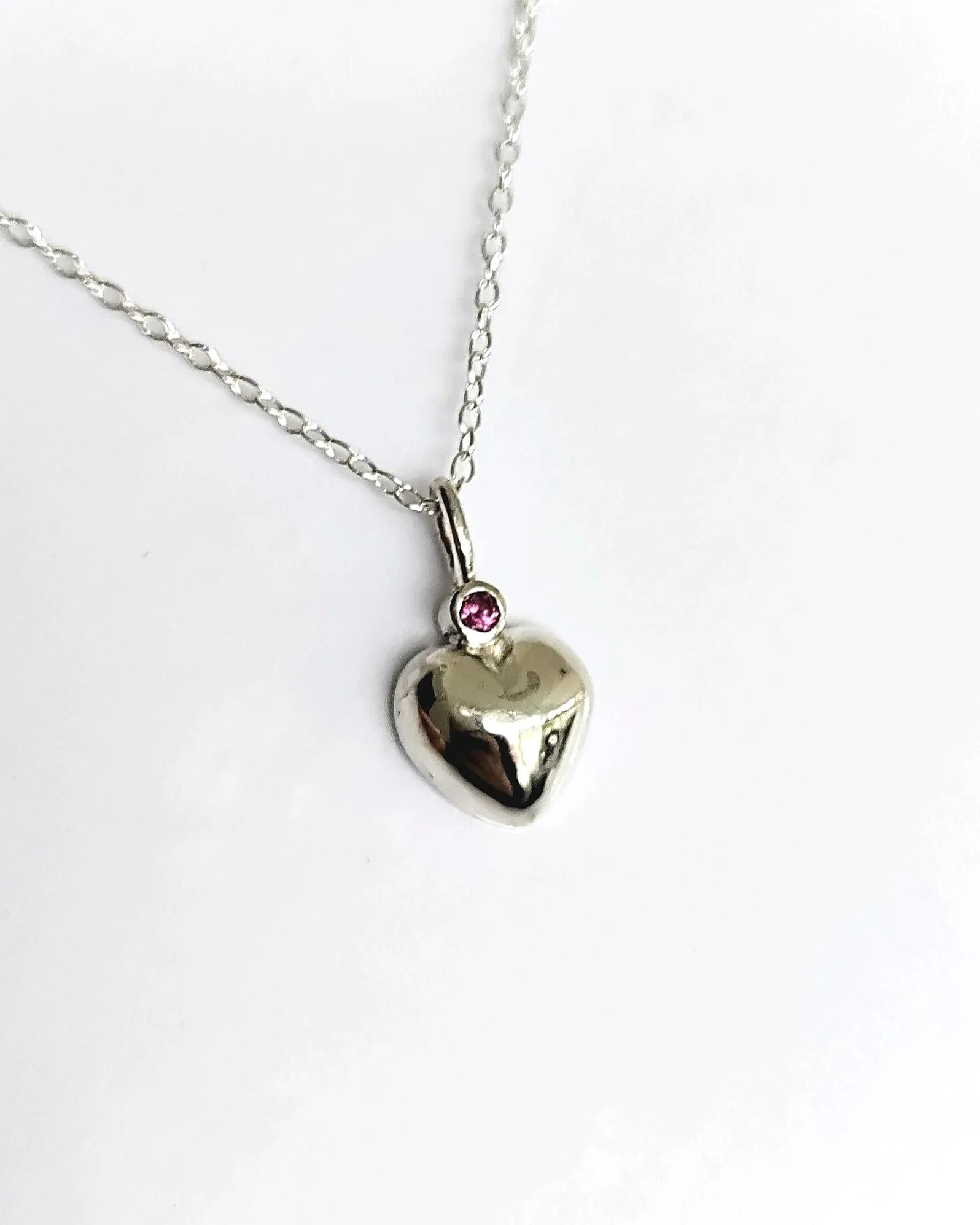 Ruby 'Paramour' Solid Sterling Silver Heart Necklace
