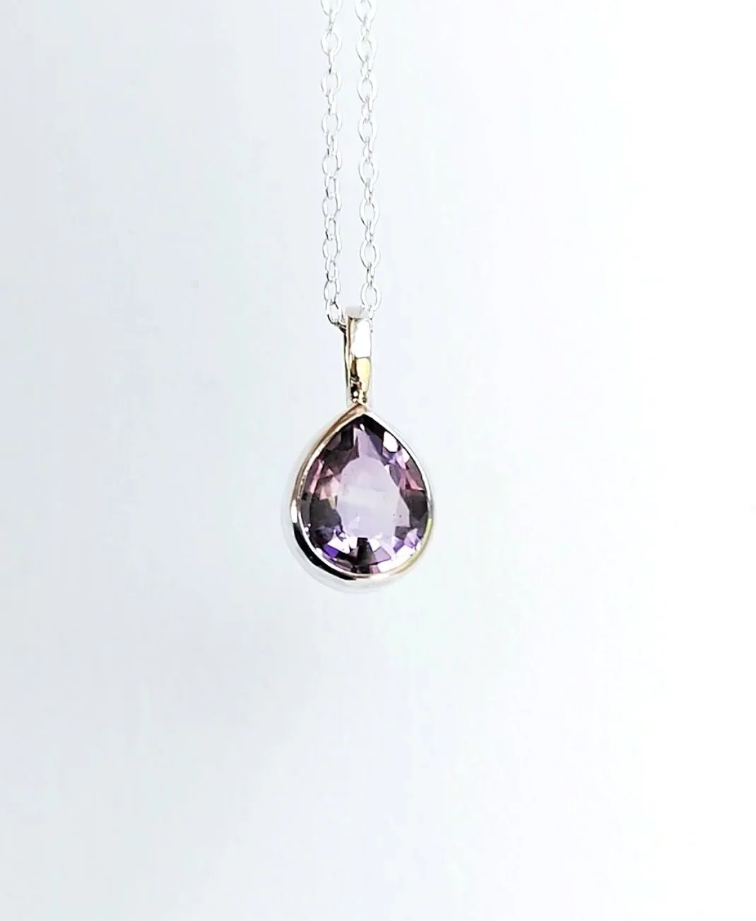 Amethyst 'Rose de France' Tear Drop Necklace