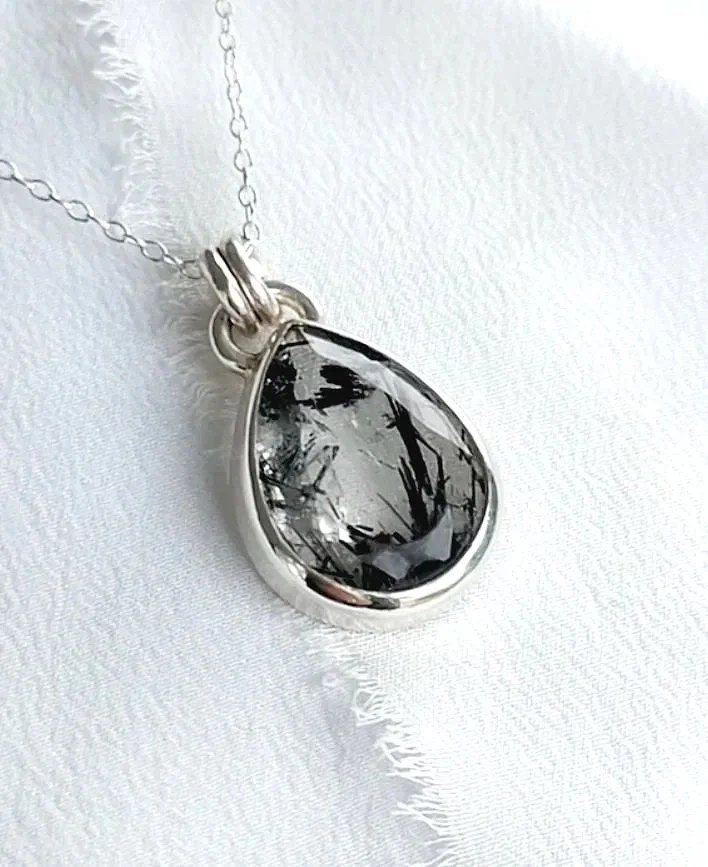 Rutilated Quartz ' Hidden World' Silver Necklace