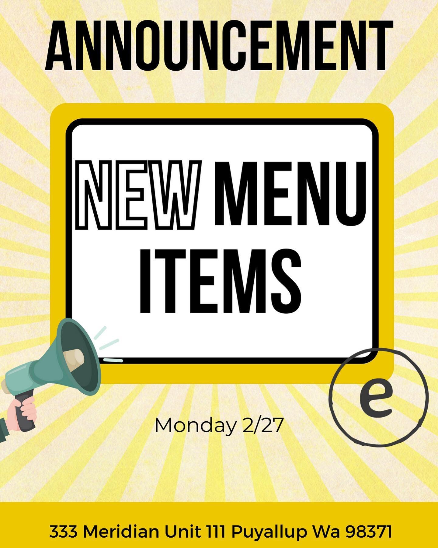 Mark your calendars!! 

🙌🙌🙌🙌🙌

We have new menu items launching on Monday 2/27!! 

Swing in and pick up one of our NEW and delicious menu items. 

Oh&hellip; you want to know what they are? 🤫
We are sharing that very soon. 

Stay tuned! 
It&rsq