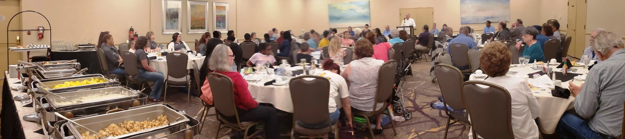 BRECO FCU members enjoy a breakfast buffet, giveaways, and door prizes at the Annual Meeting.