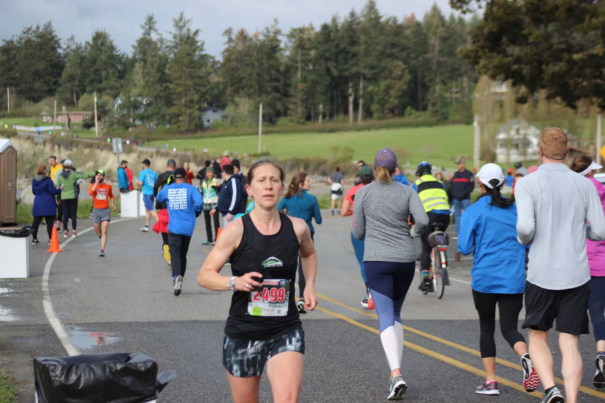 Just before the big hill at the Whidbey Island Half Marathon.