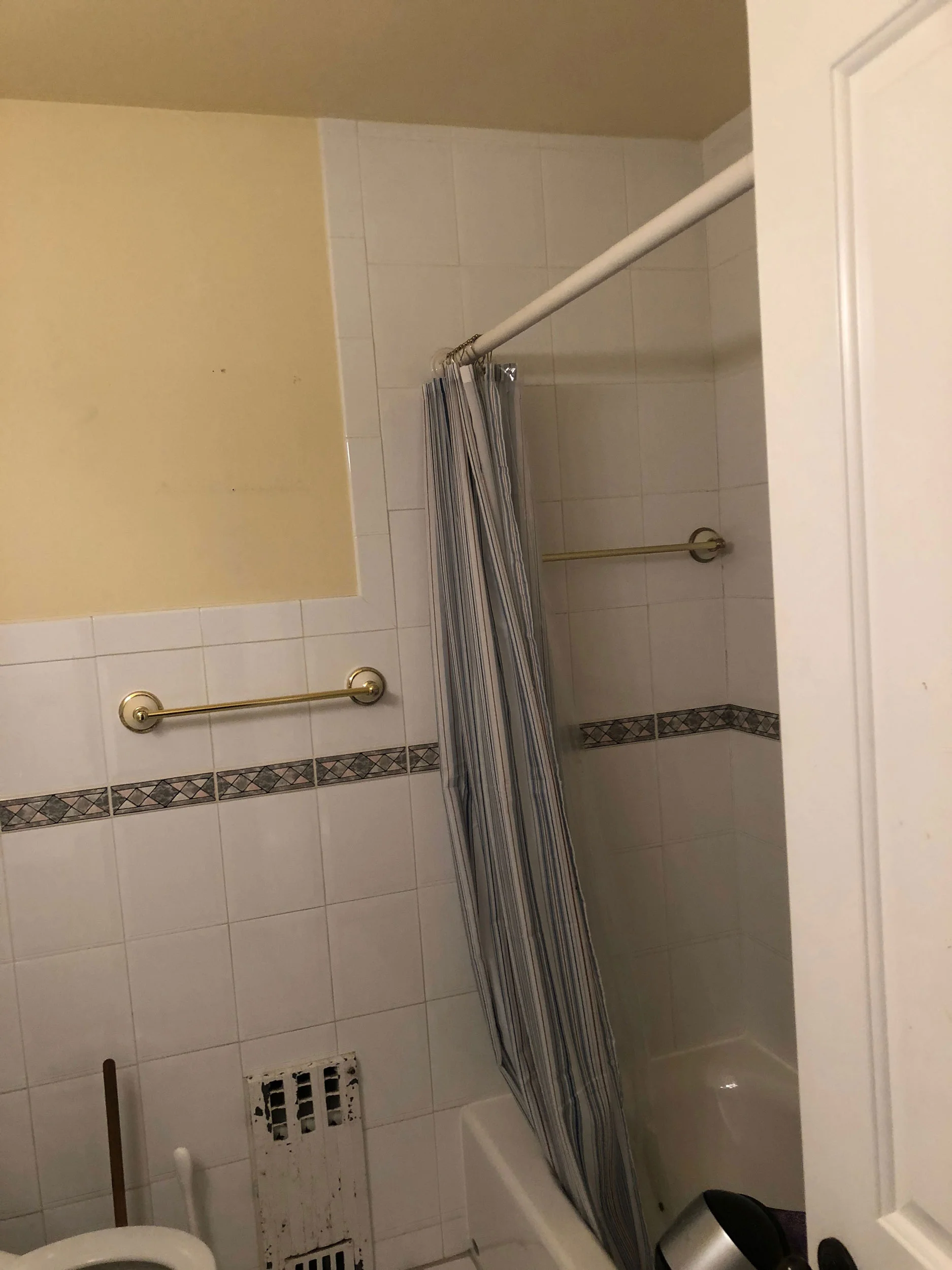 The old bathtub in the downstairs bathroom was removed. It was a perfect niche for the wet bar in the adjacent guest room.