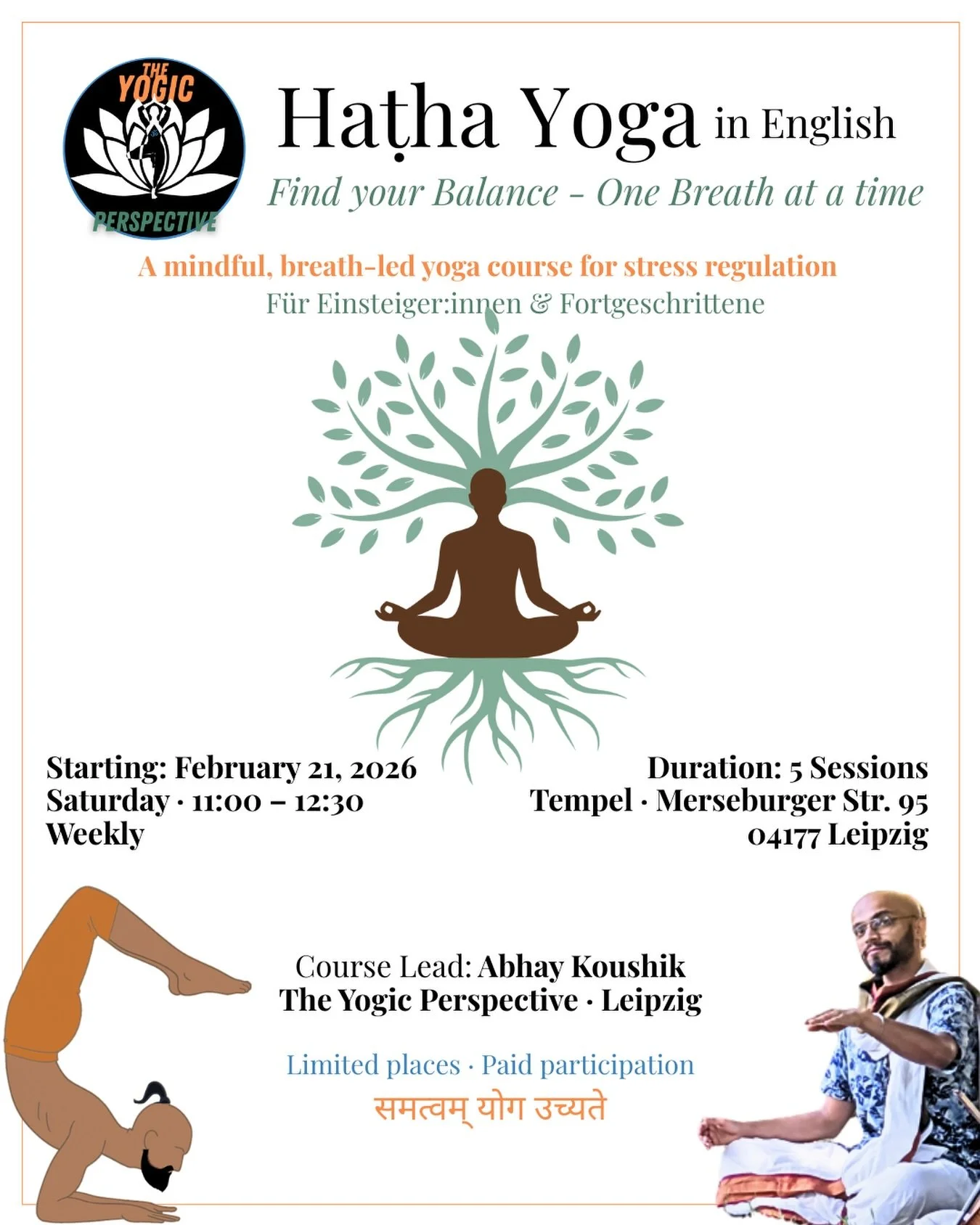 🧘&zwj;♀️ Register now 👉🏽 LINK IN BIO

Drop-in available!

#hathayoga #yogaleipzig #theyogicperspective #theyogichatha #yogateacher