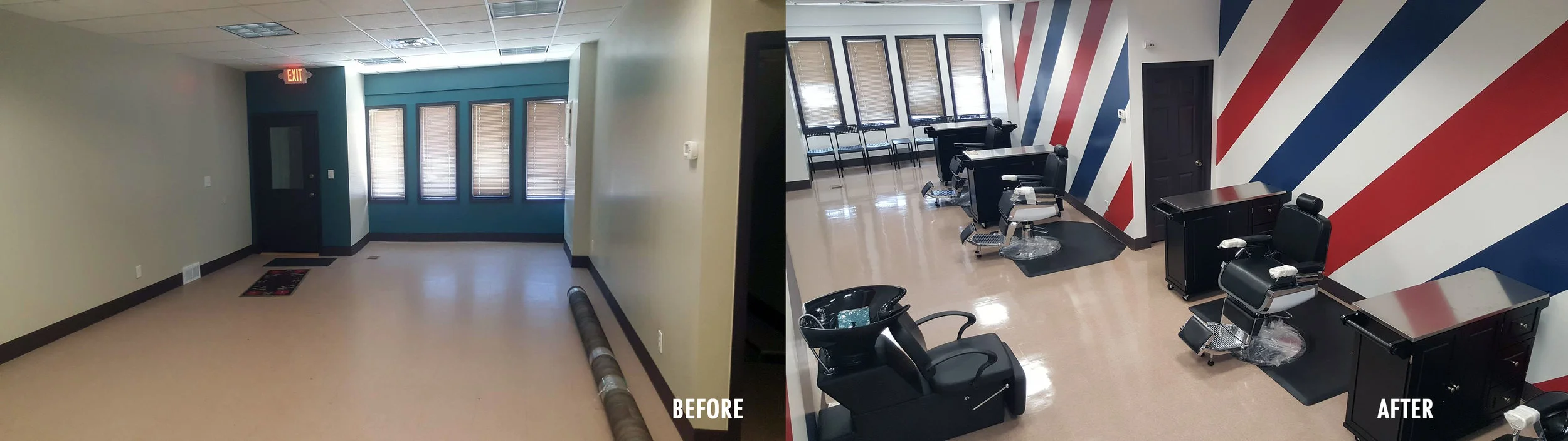 Before and after photos from Neighborhood Barbershop’s Facebook page
