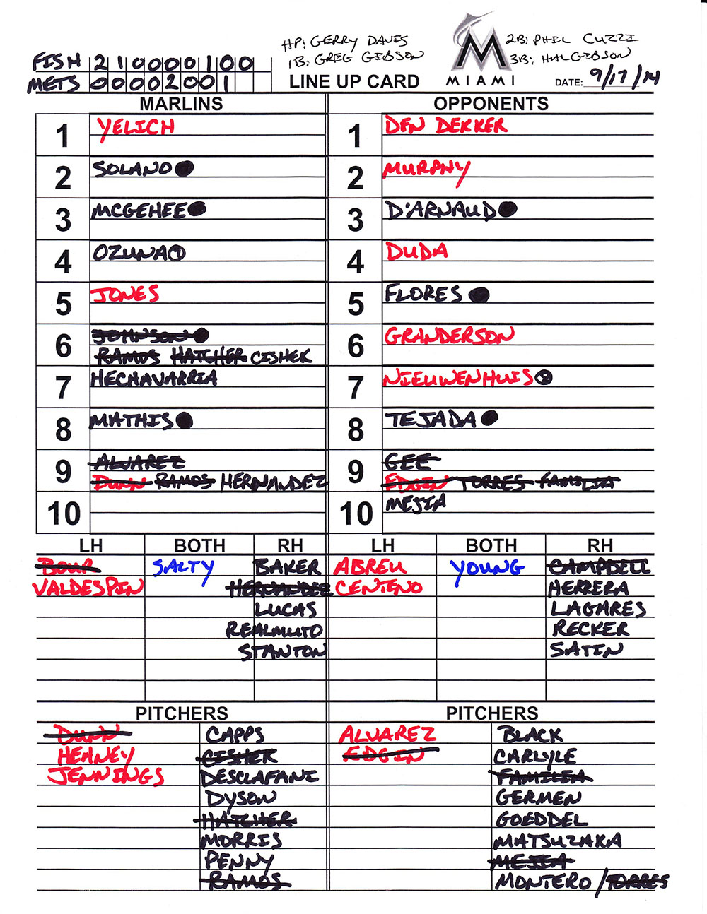 Zack Hample S Lineup Cards Zack Hample