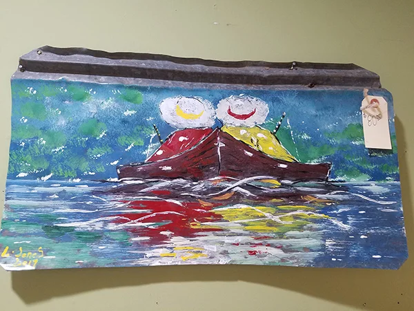 Folk art finds are plentiful! This Leonard Jones was available at Thrifty Chicks.