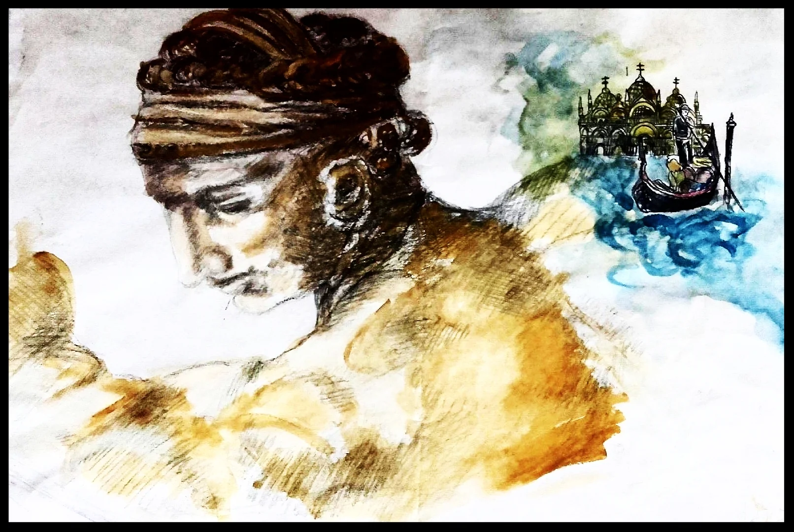 THE POWER OF VENICE WATERCOLOR AND PENCIL 40 CM X 50 CM