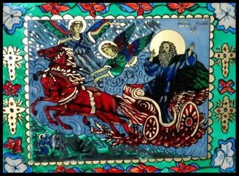 SAINT ELIJAH GLASS PAINTING