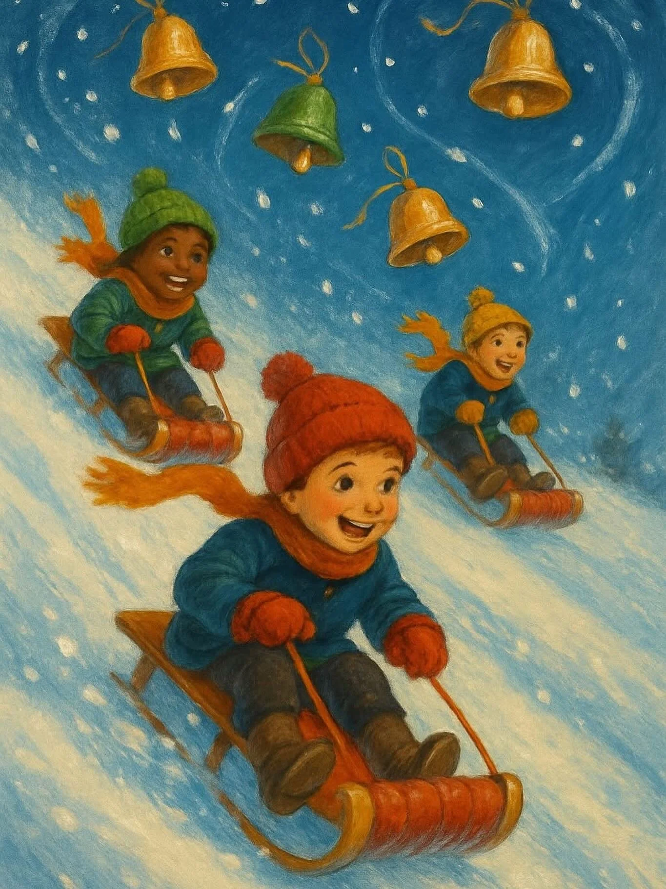 We&rsquo;re opening our Comfort &amp; Joy concert with a piece called Toboggan &mdash; a fast, joyful musical snow-ride.

It begins with shimmering bells that sound like the first flakes of snowfall.

Then the winds and percussion gather speed, like 