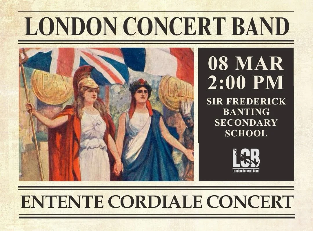Announcing our next concert: Entente Cordiale! 🇬🇧🇫🇷

📆 March 8, 2 p.m.
📍Sir Frederick Banting Secondary School
🎟️ Adults $15, Students $5, Children 12 and under free

Immerse yourself in a concert that blends British grandeur with French elega