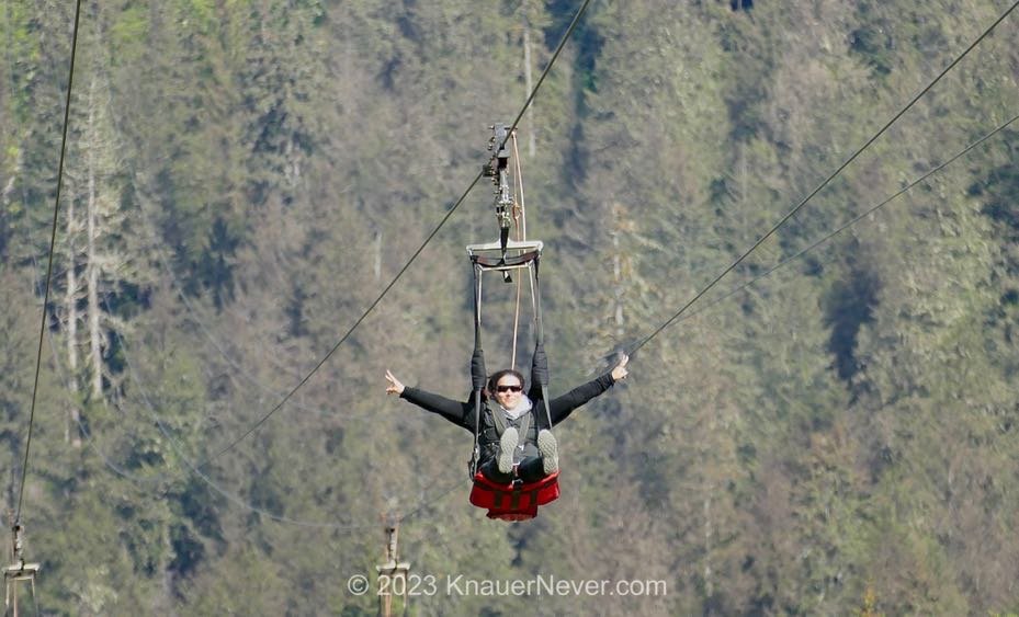Flying from 1300' on the world's largest ziprider at Icy Strait Point