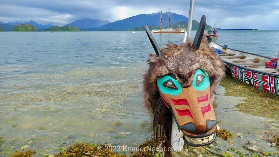 Traditional Tlingit wolf headdress used in the Hōkūleʻa ceremony