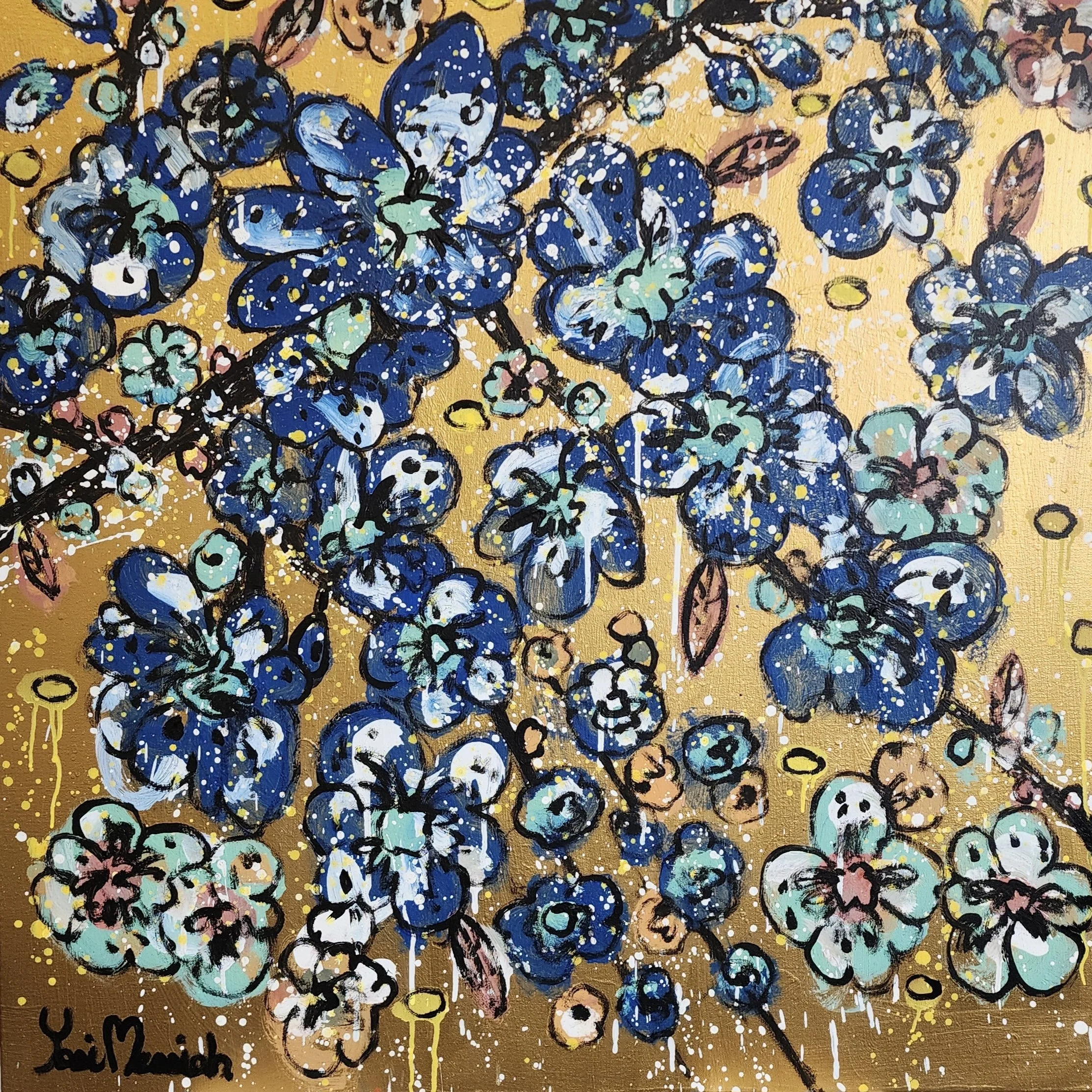 Magical Blue Golden Garden Cherry Blossom