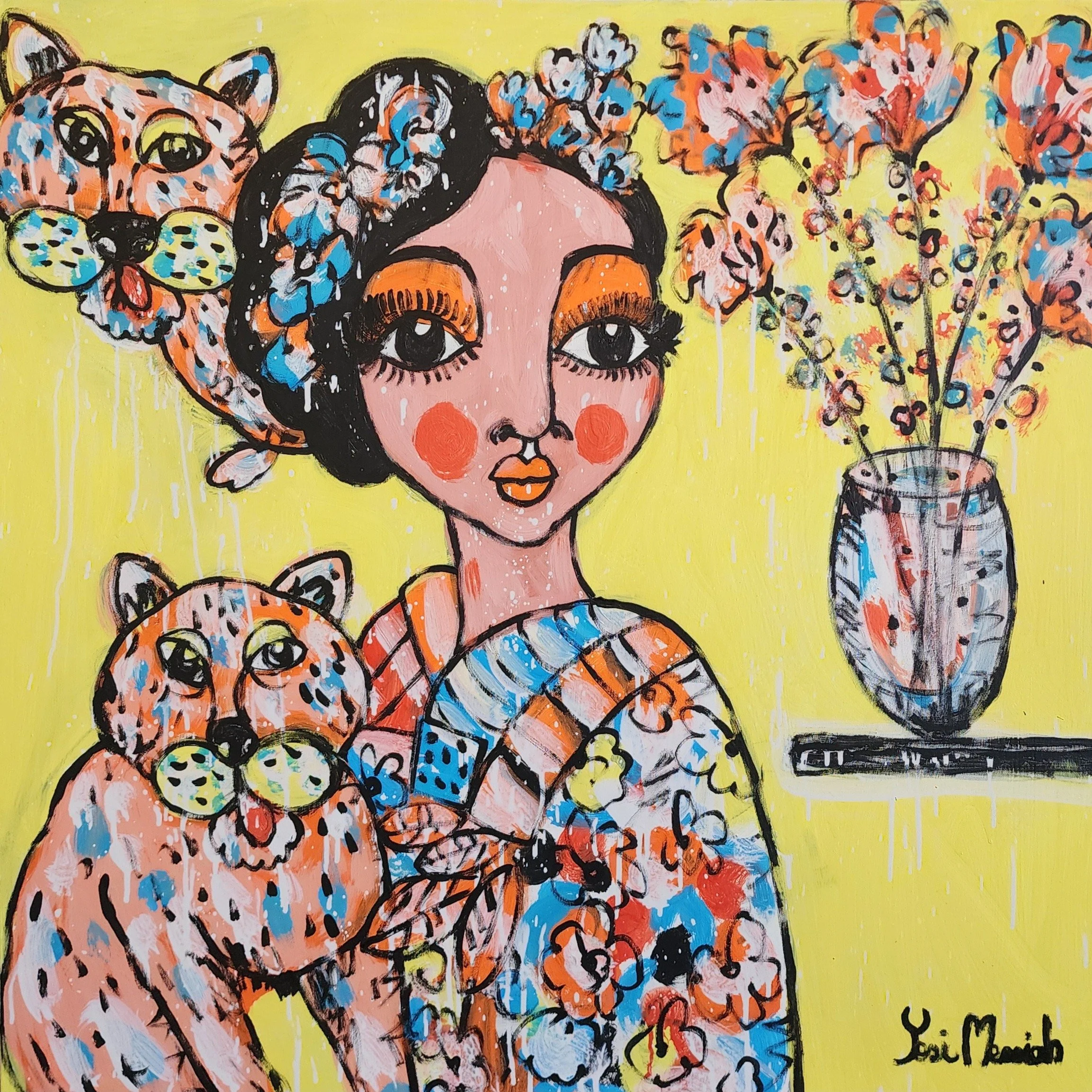 Baby Pussycat Vase With Flowers 