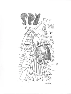 Peter Kuper | Spy vs. Spy Sketch: Harp | Peter Kuper