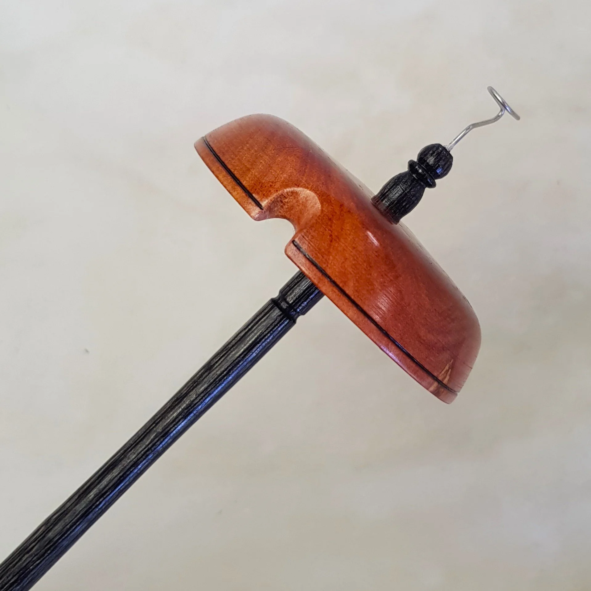 Signature Series - Medium Weight Top Whorl Drop Spindle in Very Highly Figured Tassy Myrtle, and Frogwood.