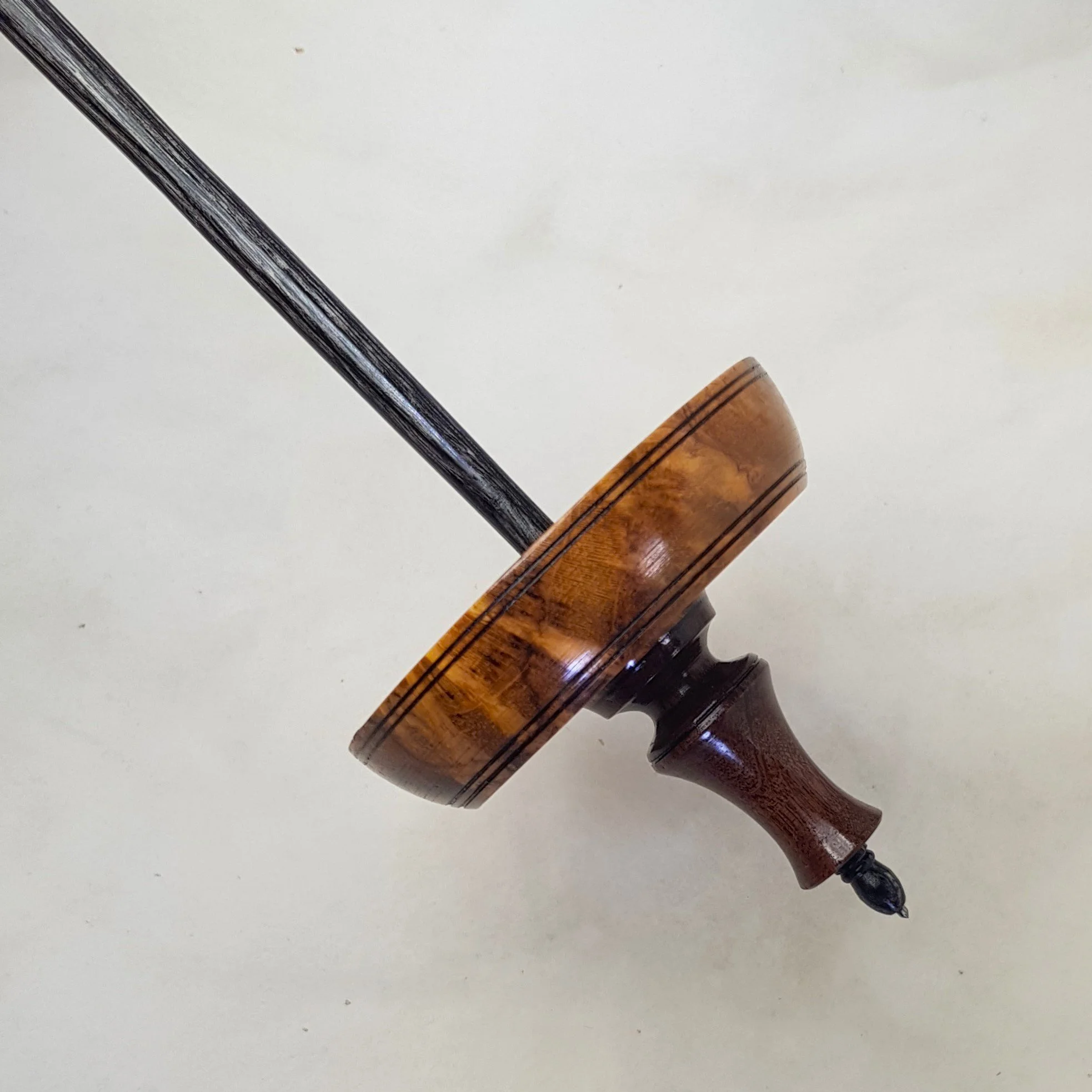 Signature Series - Pu Yok - Medium Heavy Weight, Tibetan Style  Supported Spindle in Very Highly Figured Teak Burl, Highly Figured River Oak, and Frogwood.