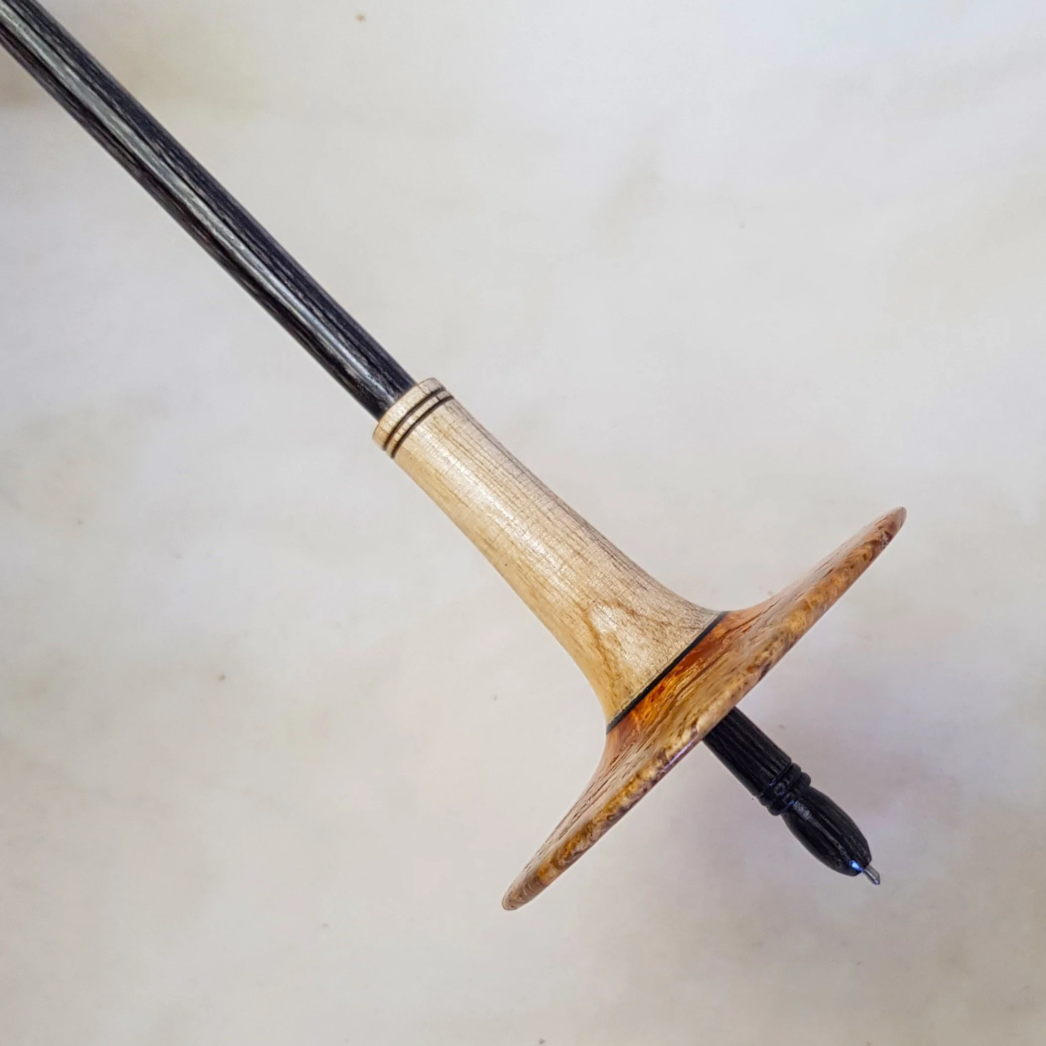 Signature Series - Tulipo - Light Weight, Titanium Tip Support Spindle, made with Rosewood Burl, Spalted Quandong, and Frogwood.