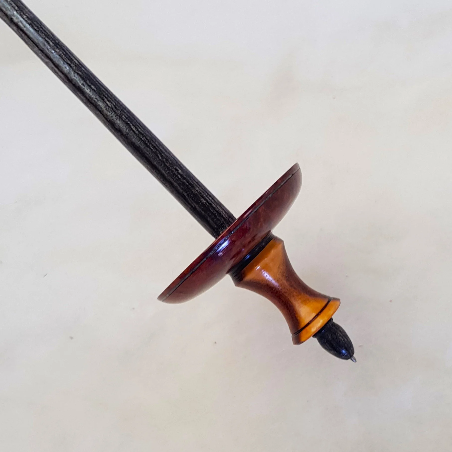 Signature Series - Pu Yok - Light Weight, Tibetan Style  Supported Spindle in Highly Figured Red Morrel Burl, Highly Figured Mulga, and Frogwood.