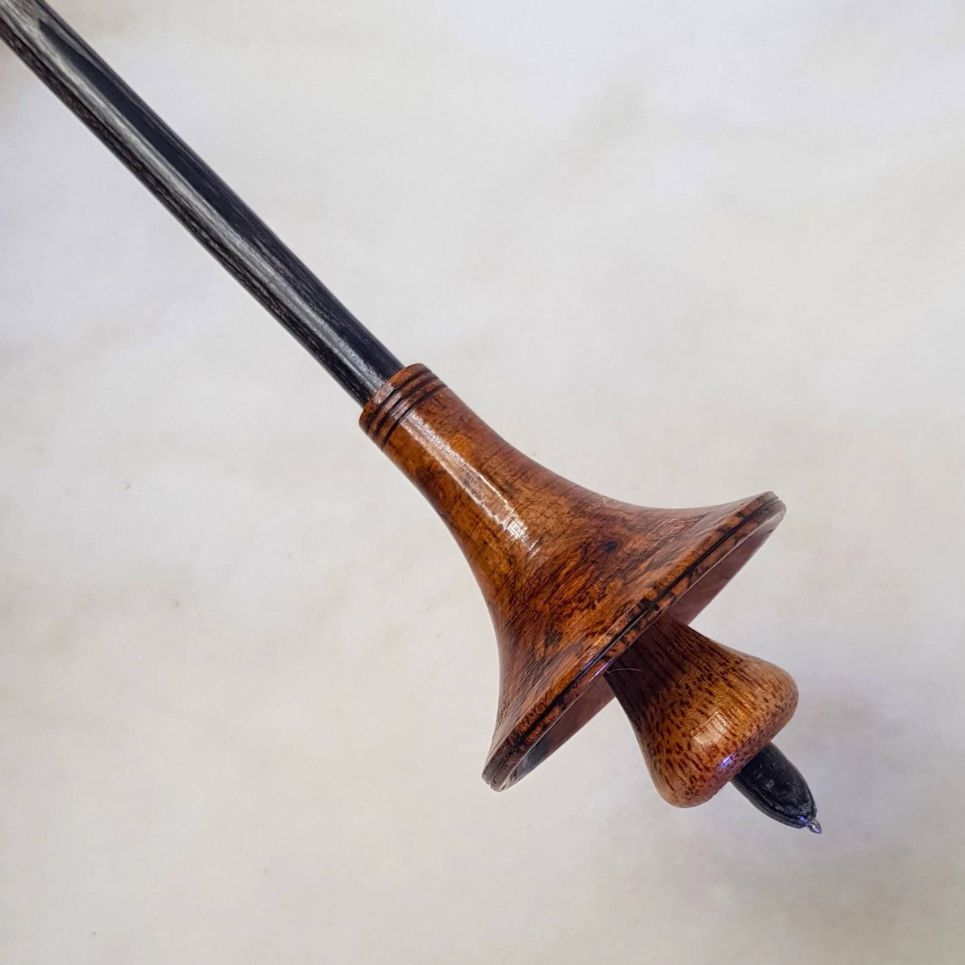 "Morgan" - Limited Edition - Fungos - Light Weight - Russian Style, Titanium tipped supported spindle in Ebony Burl, Mango Wood, and Frogwood.